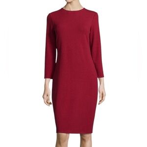 Vince Burgundy Red Shift Dress 3/4 Sleeves Round Neck Size S